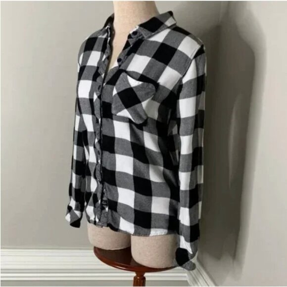 Rails Hunter Button Down Flannel Shirt Ebony White Buffalo Check Plaid Small - Picture 6 of 10